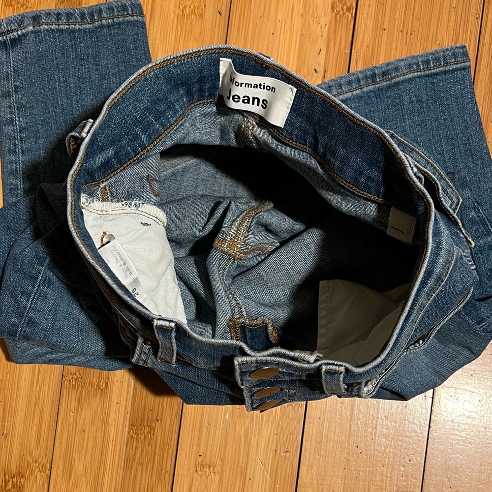 Reformation Harper High Rise Skinny Button Front Jeans Ion Wash Size 25 - Picture 6 of 16